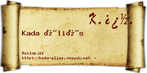 Kada Éliás névjegykártya